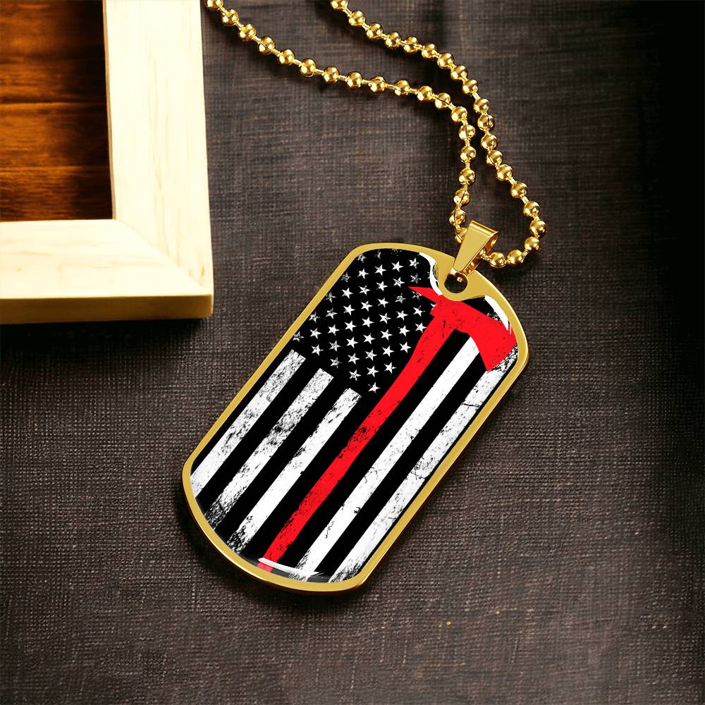 The Thin Red Line Firefighter Dog Tag Pendant Necklace Gifts Engraved Fireman's Dog Tag Engraved Firefighter Dog Tag - Army Tag Necklace, Dog Tag Necklace