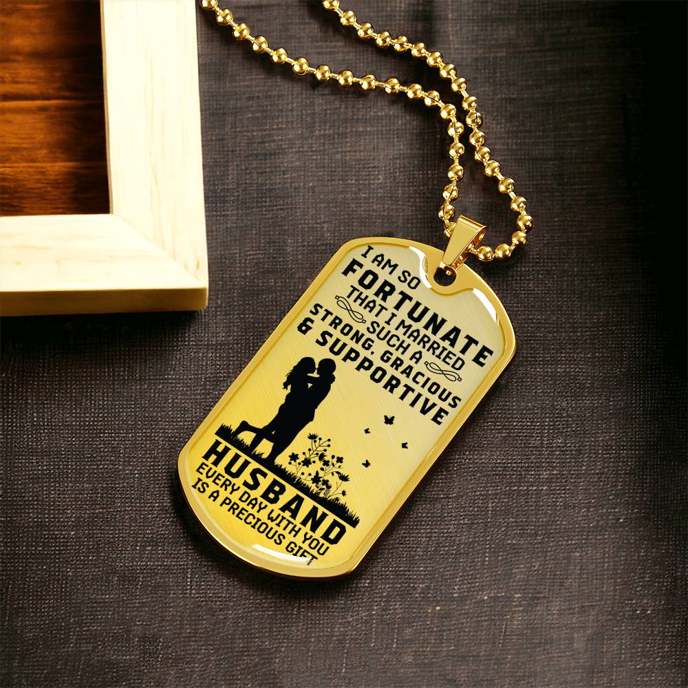 I Love My Husband - Military Style Dog Tag - Army Tag Necklace, Dog Tag Necklace