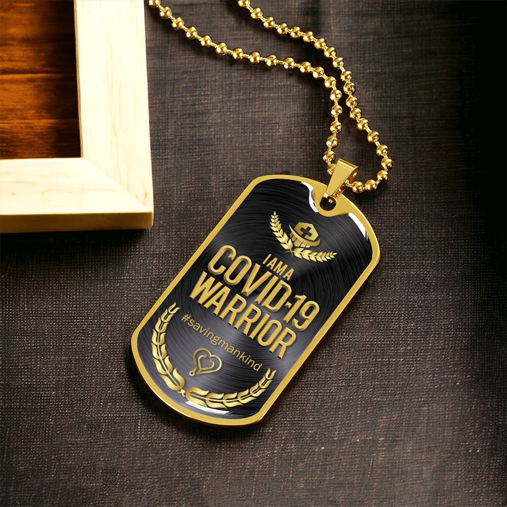 I Am A Covid-19 Warrior - Army Tag Necklace, Dog Tag Necklace