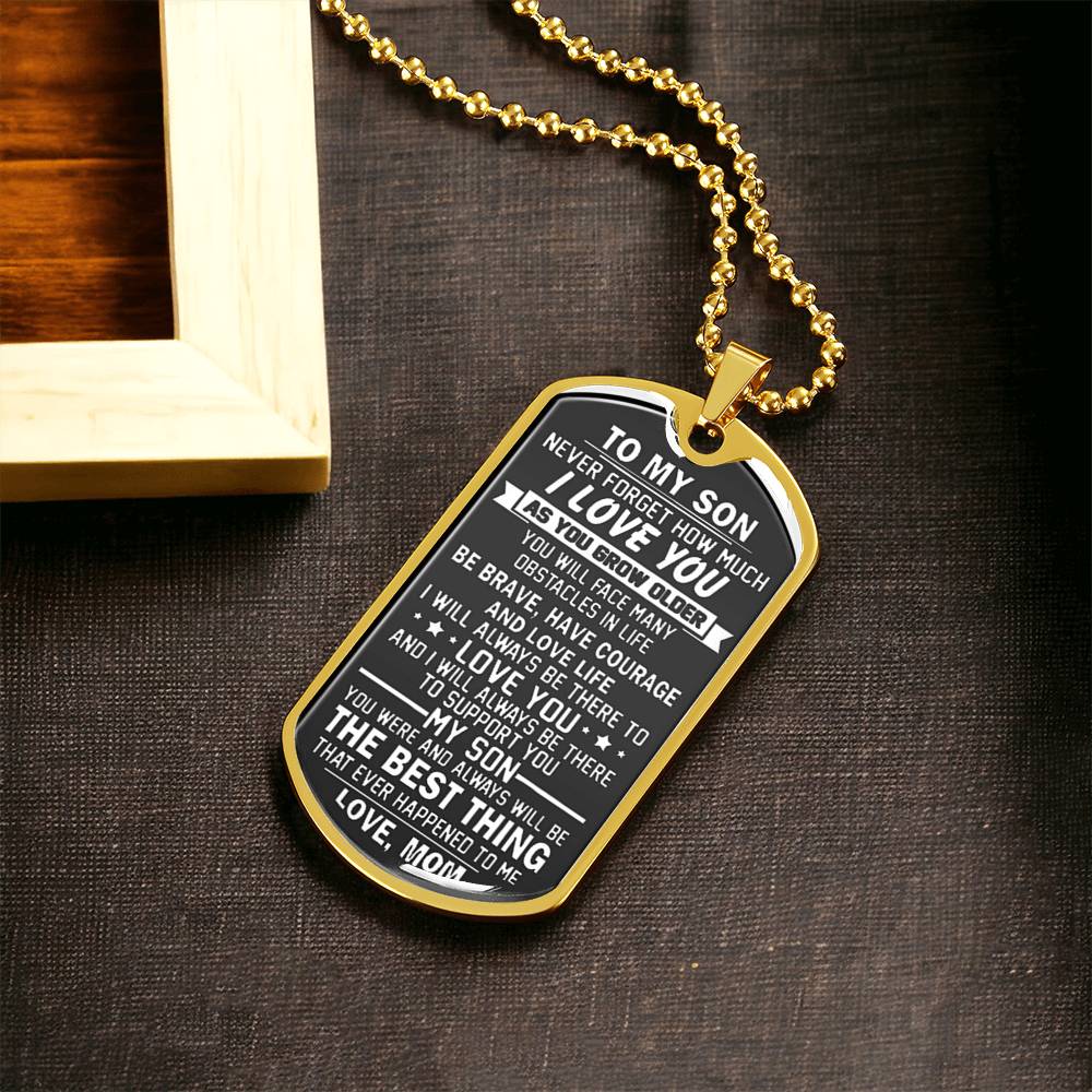Mom To Son Necklace, To My Son Dog Tag Pendant, Mother To Son Gifts, Son Gift From Mom, Inspirational Son Necklace - Army Tag Necklace, Dog Tag Necklace