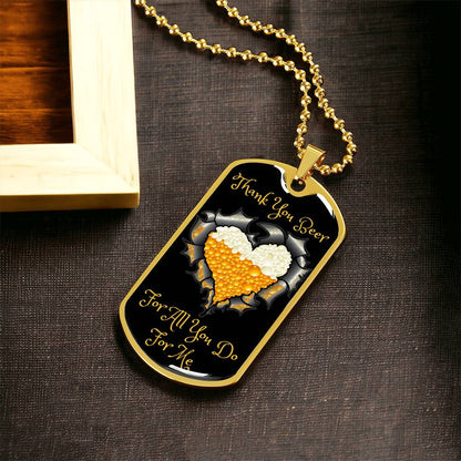 Thank You Beer Funny Beer Lover Dog-Tag Necklace - Army Tag Necklace, Dog Tag Necklace
