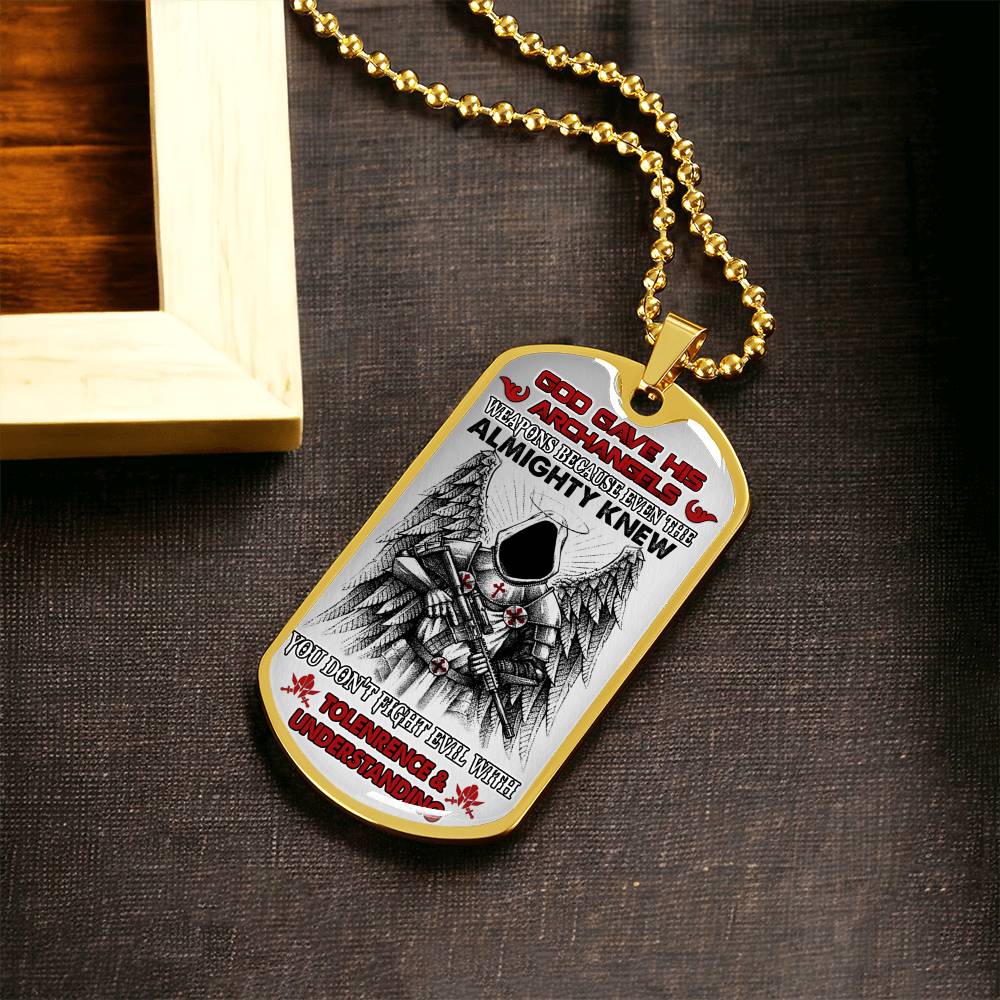 God Gave His Archangels - Luxury Military Necklace - Army Tag Necklace, Dog Tag Necklace