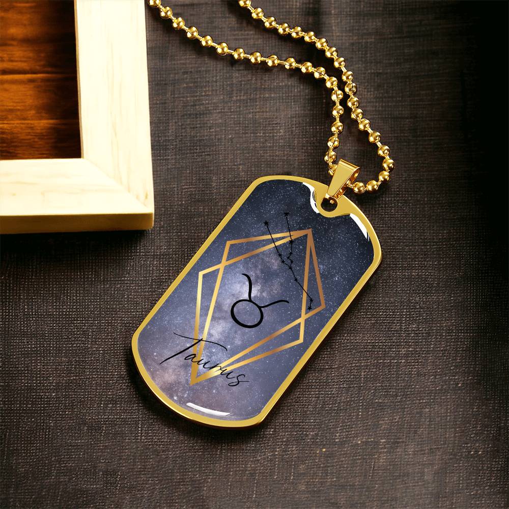 Taurus Galaxy Personalized Dog Tag Necklace - Army Tag Necklace, Dog Tag Necklace