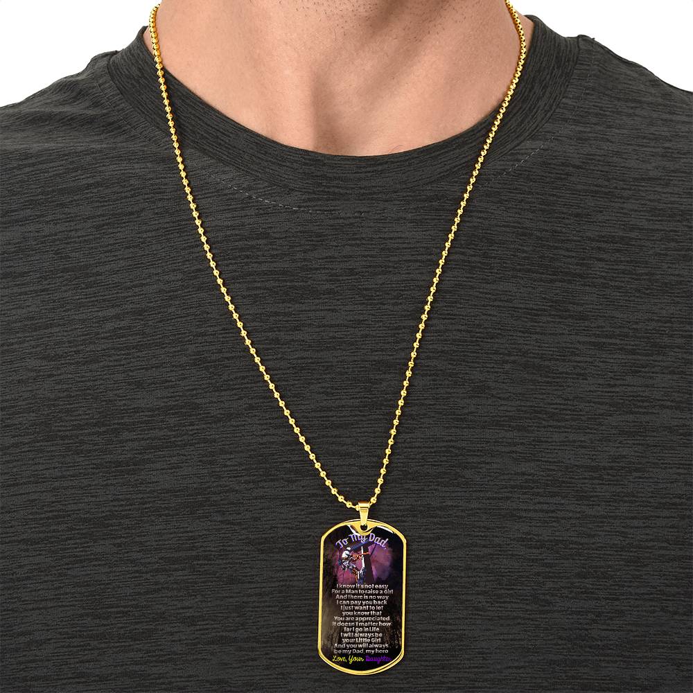 Lineman Dad - Premium Dog Tag From Daughter - Army Tag Necklace, Dog Tag Necklace