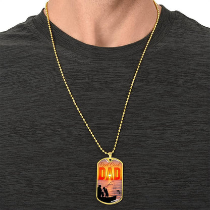 Fisherman Gift For Dad, Reel Cool Dad Dog Tag ,Unique Gift For Fathers Day, Birthday, Christmas ,Keepsake Gift - Army Tag Necklace, Dog Tag Necklace