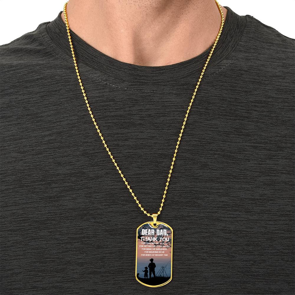 Dear Dad Thank You - Army Tag Necklace, Dog Tag Necklace