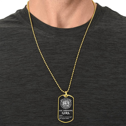 AXE THROWING GIRL - PREMIUM DOGTAG - Army Tag Necklace, Dog Tag Necklace