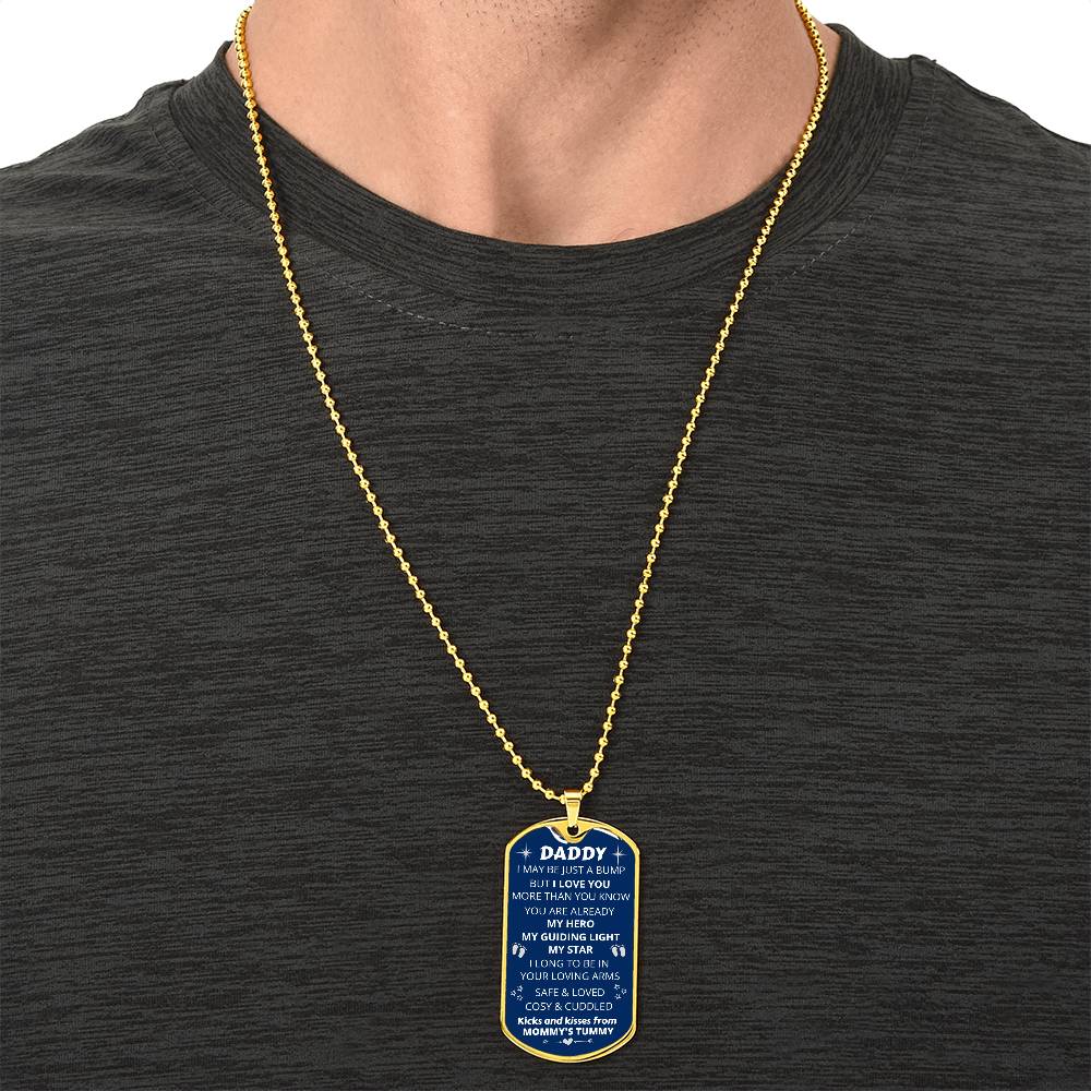 New Dad-To-Be 'My Guiding Light, My Star' - Men's Pendant - Army Tag Necklace, Dog Tag Necklace