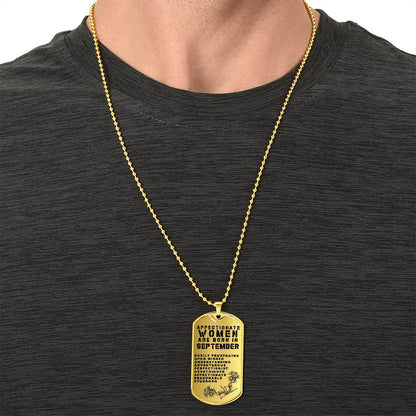 Affectionate Women Are Born In September Luxury Necklace With Dog Tag Gold - Army Tag Necklace, Dog Tag Necklace