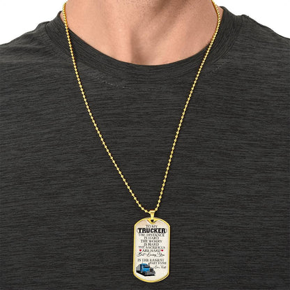 To My Trucker Necklace - Army Tag Necklace, Dog Tag Necklace