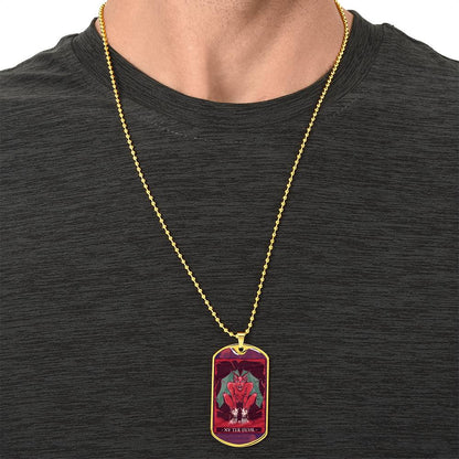 Tarot Card Necklace. Silver Or Gold. For Wiccans, Astrology, Zodiac, Spiritual, Best Friend. Boho. The Devil Card - Army Tag Necklace, Dog Tag Necklace