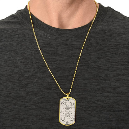 This Is My Happy Place Hockey Pendant Necklace - Army Tag Necklace, Dog Tag Necklace