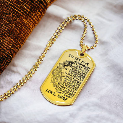 To My Son - Never Forget - Dog Tag Chain - Army Tag Necklace, Dog Tag Necklace