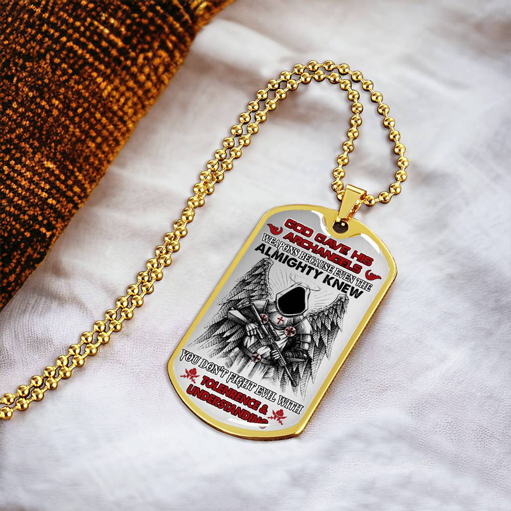 God Gave His Archangels - Luxury Military Necklace - Army Tag Necklace, Dog Tag Necklace