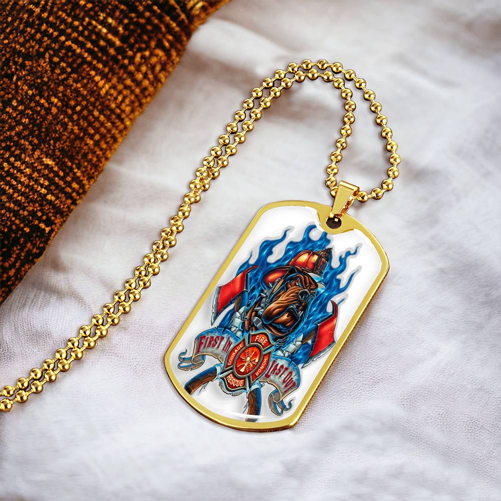 Best Gift For Firefighter Who Is A Pitbull Dog Lover - Army Tag Necklace, Dog Tag Necklace