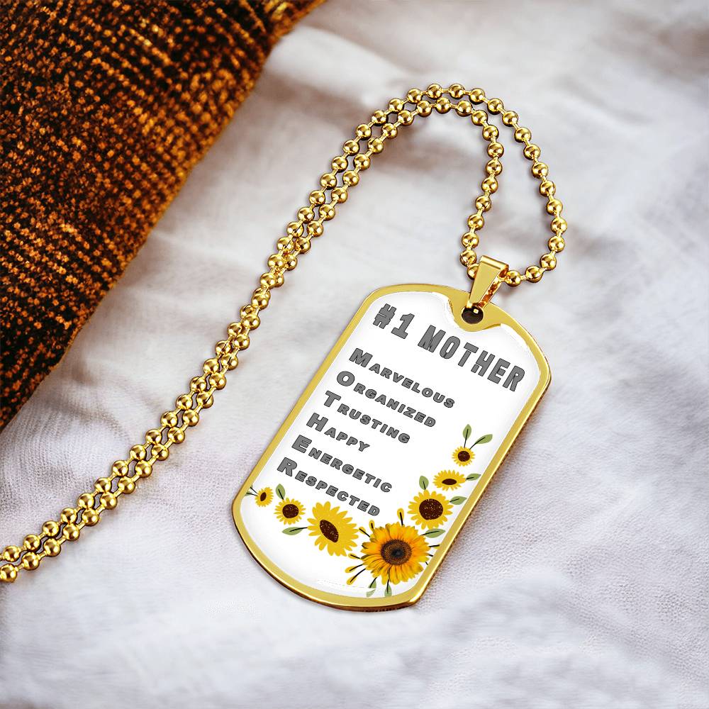 #1 Mother Personalized Dogtag Necklace White Mothers Day Gift - Army Tag Necklace, Dog Tag Necklace