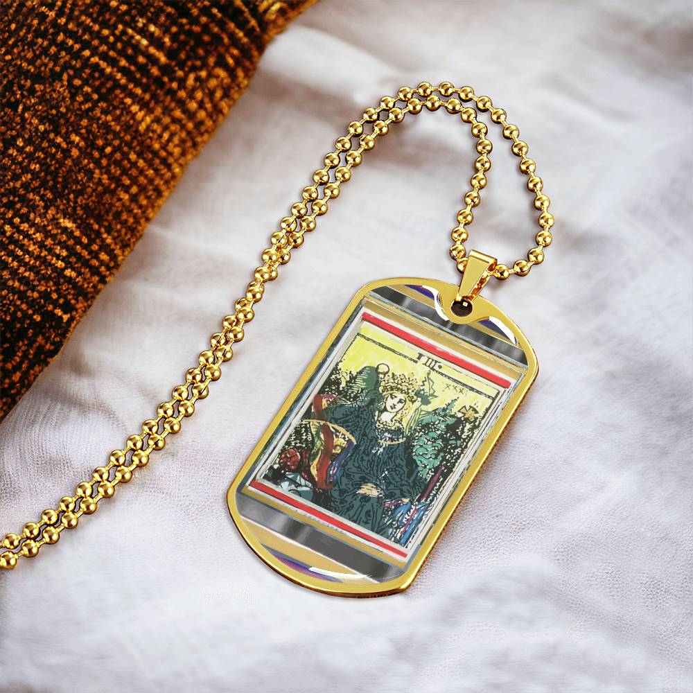 Tarot Card Empress Pendant Necklace _Gift For Tarot Lovers - Army Tag Necklace, Dog Tag Necklace