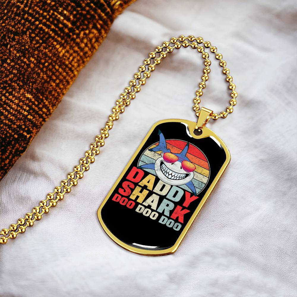 Daddy Shark Dog Tag - Army Tag Necklace, Dog Tag Necklace
