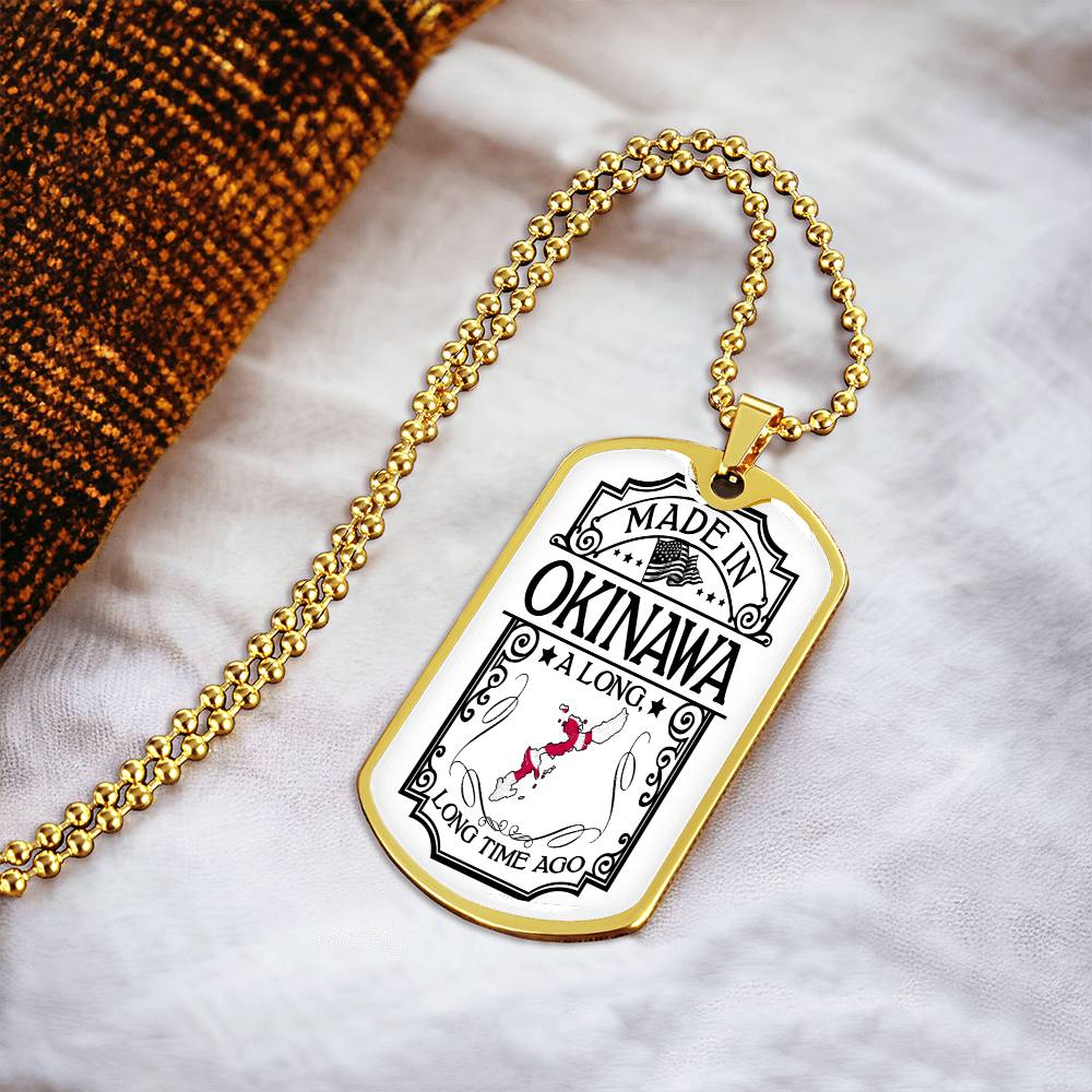 Okinawa Necklace, Japan Necklace, Personalized Map Necklace - Army Tag Necklace, Dog Tag Necklace