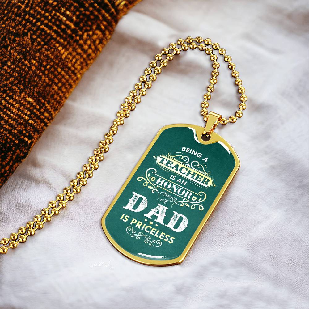 To My Dad Dog Tag Necklace,Teacher Dad Necklace, Teacher Dad Gift, Father's Day Gift,Dad Gifts - Army Tag Necklace, Dog Tag Necklace