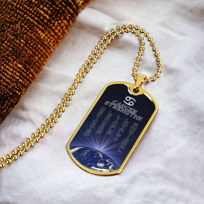 Cancer Ball Chain Dog Tag Necklace - Army Tag Necklace, Dog Tag Necklace