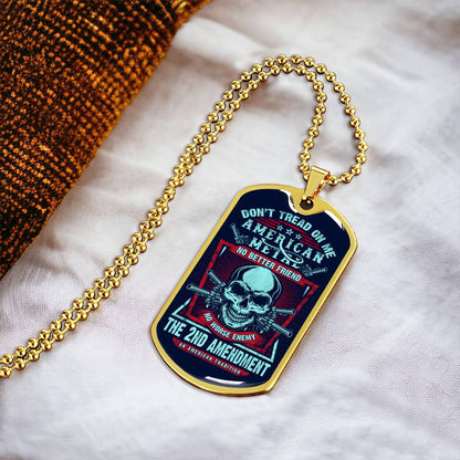 Don't Tread On Me Dog Tag With Military Ball Chain And Optional Engraving - Army Tag Necklace, Dog Tag Necklace