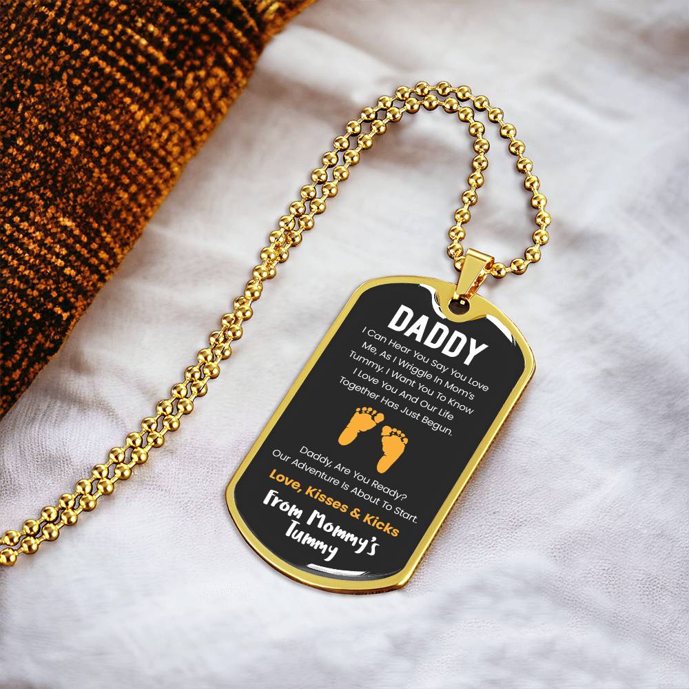 Daddy I Can Hear You Say You Love Me -Yellow Version - Army Tag Necklace, Dog Tag Necklace