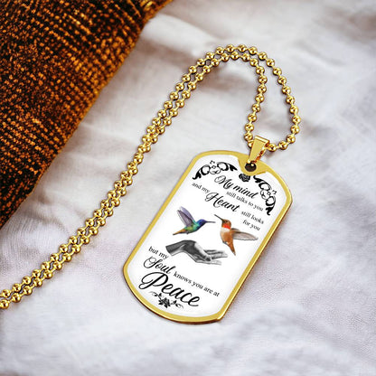 Tiny Hummingbird Necklace • Layering Necklace • Gift For Her - Army Tag Necklace, Dog Tag Necklace