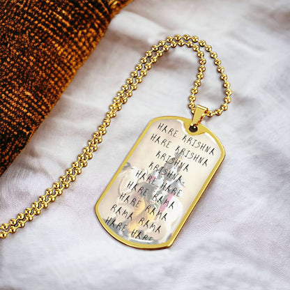 Hare Krishna Iskcon Maha - Mantra Pendant Necklace - Army Tag Necklace, Dog Tag Necklace