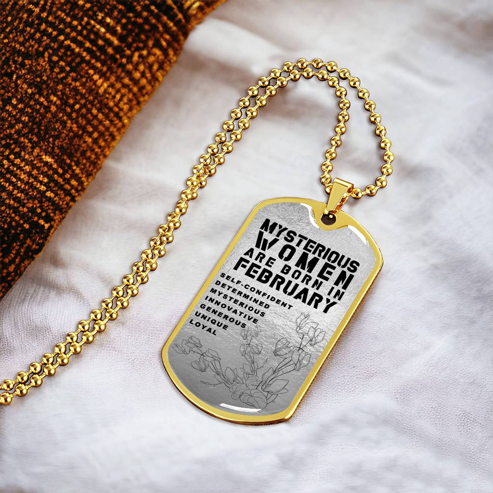 Mysterious Women Are Born In February Luxury Necklace With Dog Tag Silver - Army Tag Necklace, Dog Tag Necklace
