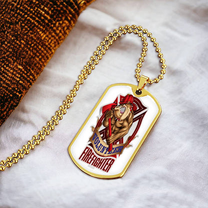 Best Gift For Firefighter Who Is A Pitbull Lover - Army Tag Necklace, Dog Tag Necklace