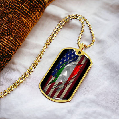 American And Police Flag Stainless Heart, Cop Necklace, Gifts For Dad, Thin Blue Line Necklace - Army Tag Necklace, Dog Tag Necklace