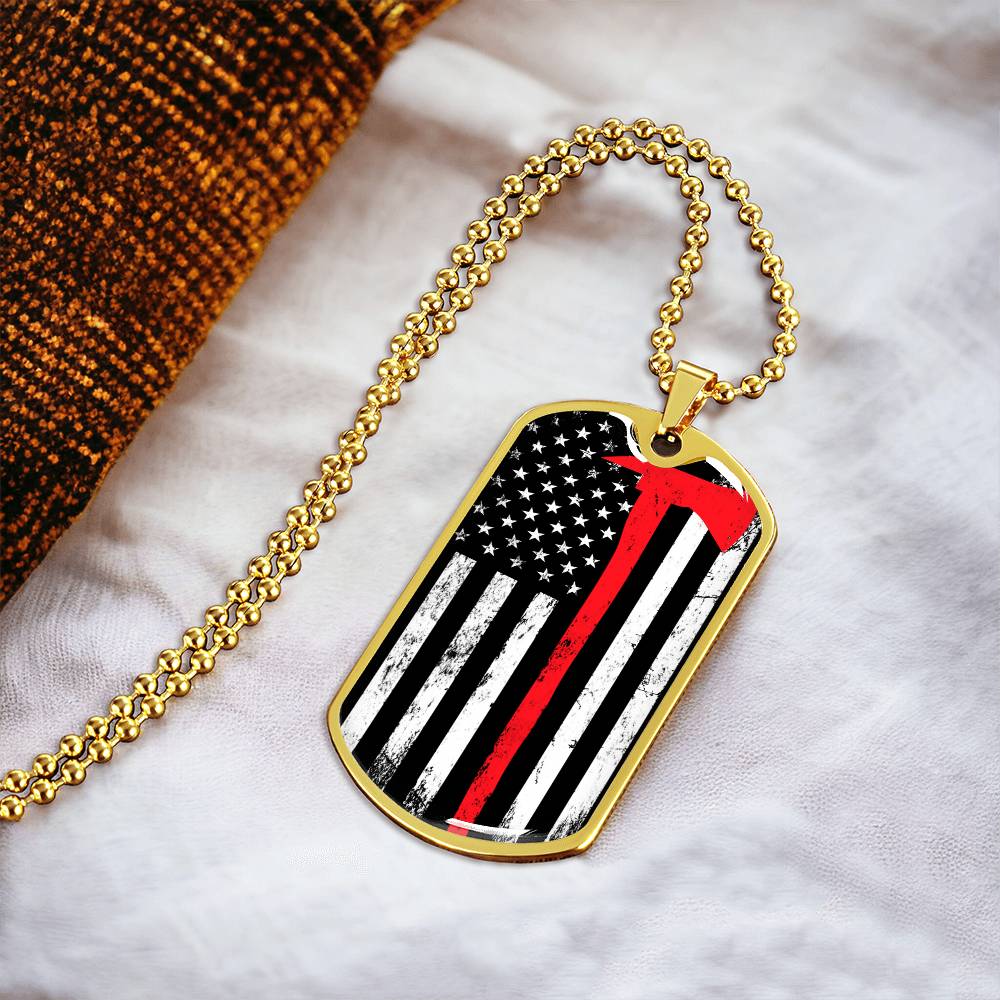 The Thin Red Line Firefighter Dog Tag Pendant Necklace Gifts Engraved Fireman's Dog Tag Engraved Firefighter Dog Tag - Army Tag Necklace, Dog Tag Necklace
