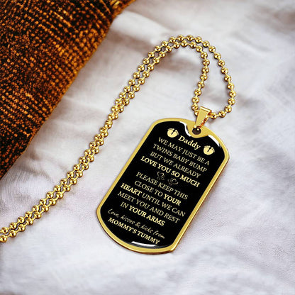New Dad Gift - Gift From Wife - Birthday Gift For Him - Gift From Bump - Gift For Dad - Pregnancy Reveal Gift - Army Tag Necklace, Dog Tag Necklace