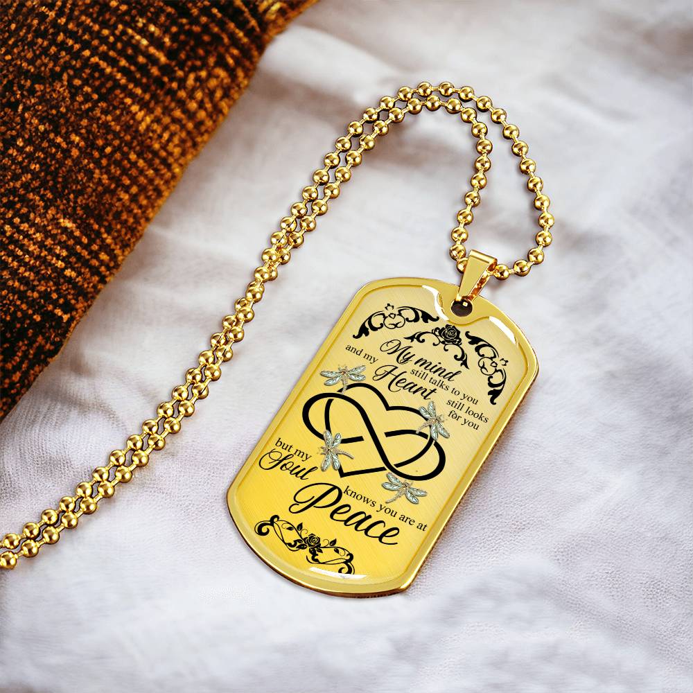 Dragonflies Heart Infinity Art My Mind Still Talks To You Luxury Dog Tag Necklace - Army Tag Necklace, Dog Tag Necklace