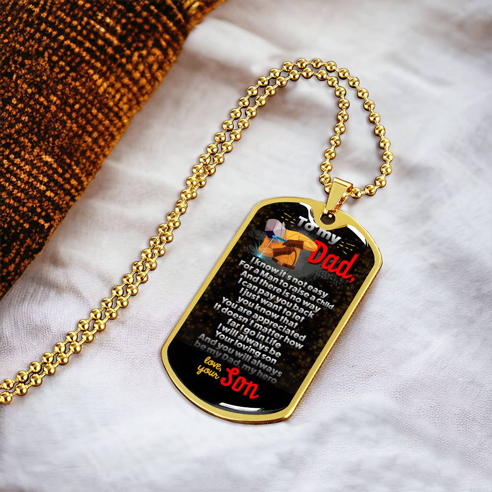 To My Dad Necklace, Love You My Whole Life, Dad Gift, Dad Birthday Gift, Daughter To Dad Gift, Present For Dad - Army Tag Necklace, Dog Tag Necklace