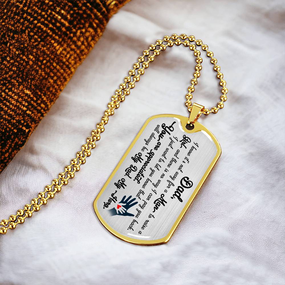Dad Gift - Necklace For Dad - Fathers Day Gift - Gift From Daughter - Father Necklace - Dad Necklace - Gift For Daddy - Army Tag Necklace, Dog Tag Necklace