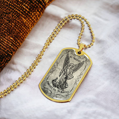 Police Officer St.Michael Protect Us Dogtag - Army Tag Necklace, Dog Tag Necklace