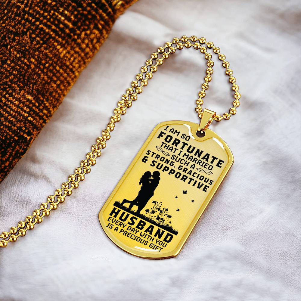 I Love My Husband - Military Style Dog Tag - Army Tag Necklace, Dog Tag Necklace
