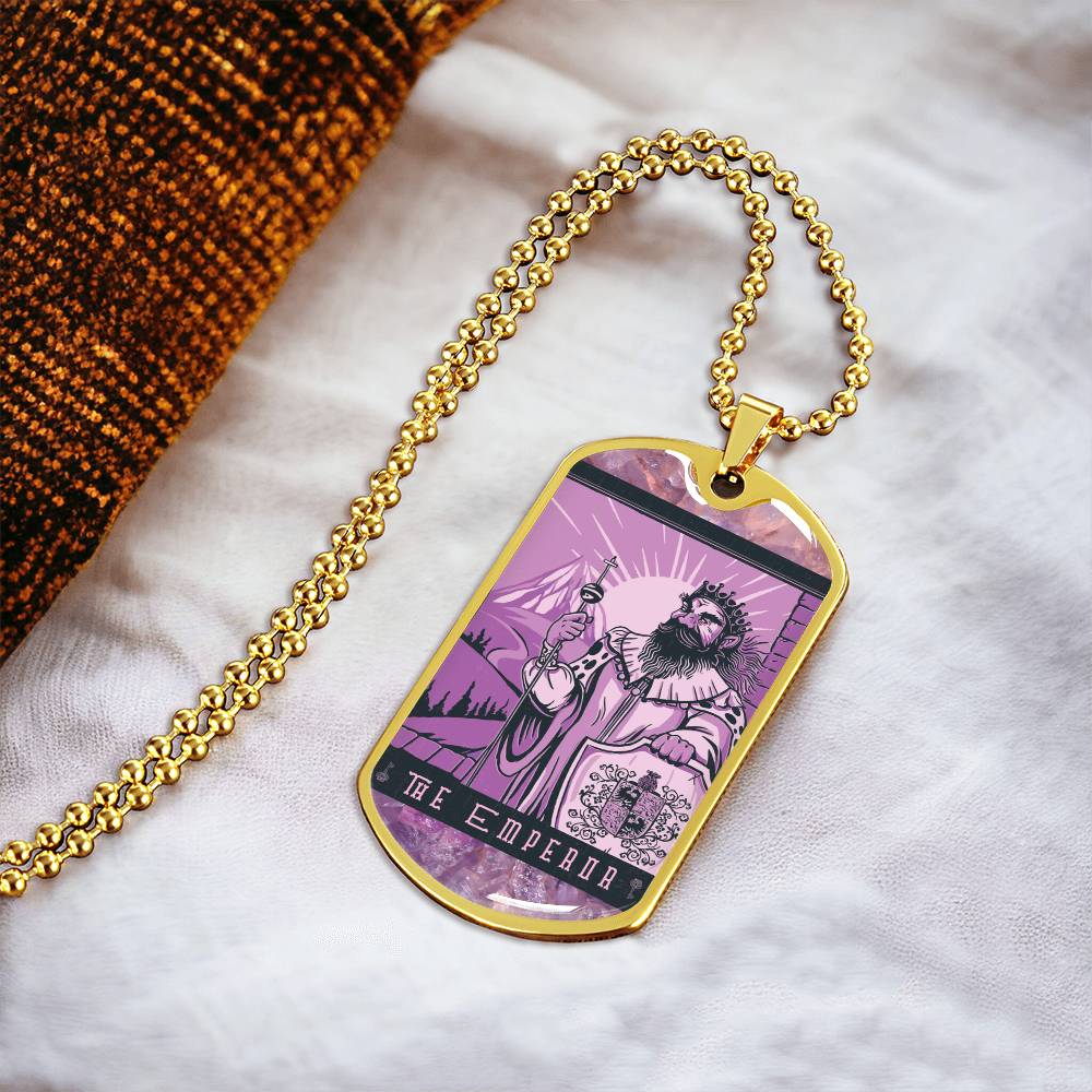 Tarot Card Necklace. Silver Or Gold. For Wiccans, Astrology, Zodiac, Spiritual, Best Friend.  Boho. The Emperor Card - Army Tag Necklace, Dog Tag Necklace