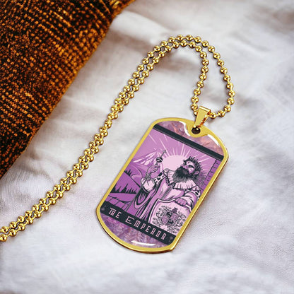 Tarot Card Necklace. Silver Or Gold. For Wiccans, Astrology, Zodiac, Spiritual, Best Friend.  Boho. The Emperor Card - Army Tag Necklace, Dog Tag Necklace