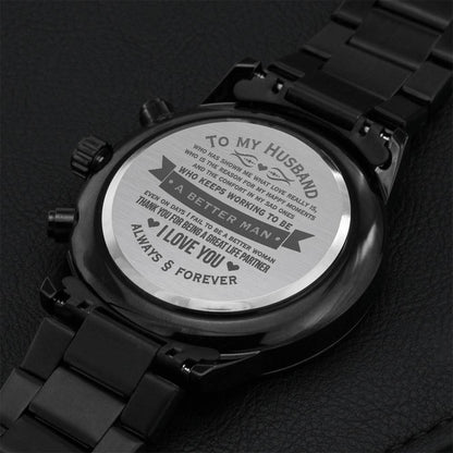 To My Husband - Engraved Watch 1 Engraving Chronograph Watch