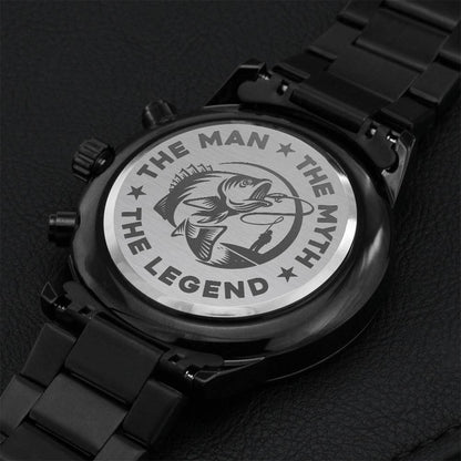 The Man The Myth The Fishing Legeng Engraving Chronograph Watch