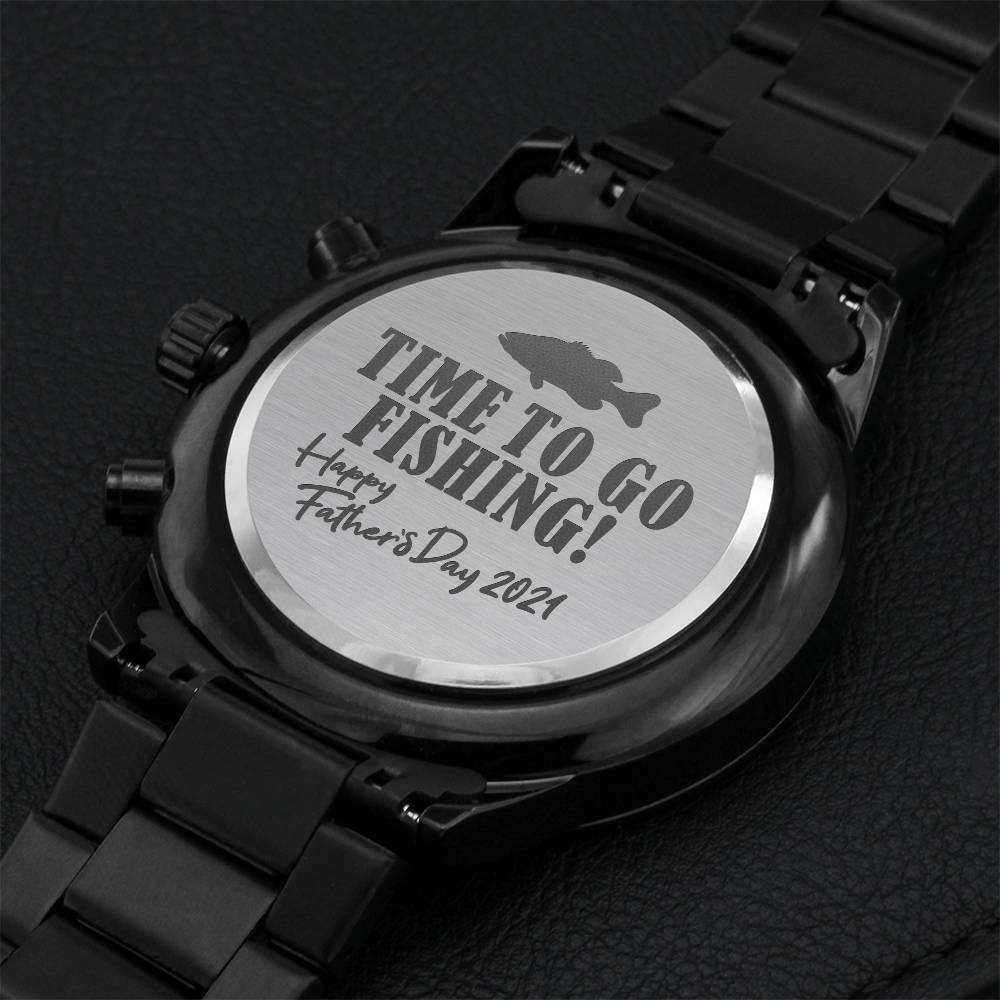 Time To Go Fishing! Happy Father's Day Engraving Chronograph Watch