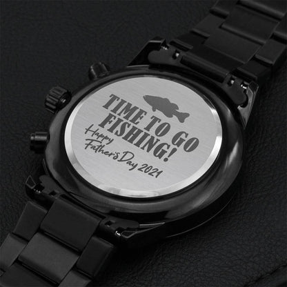 Time To Go Fishing! Happy Father's Day Engraving Chronograph Watch
