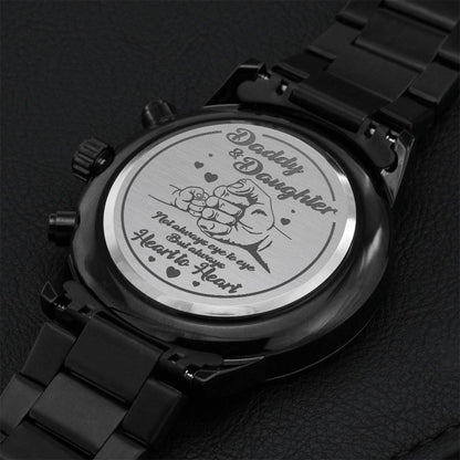 Daddy & Daughter Not Always Eye To Eye But Always Heart To Heart Engraving Chronograph Watch