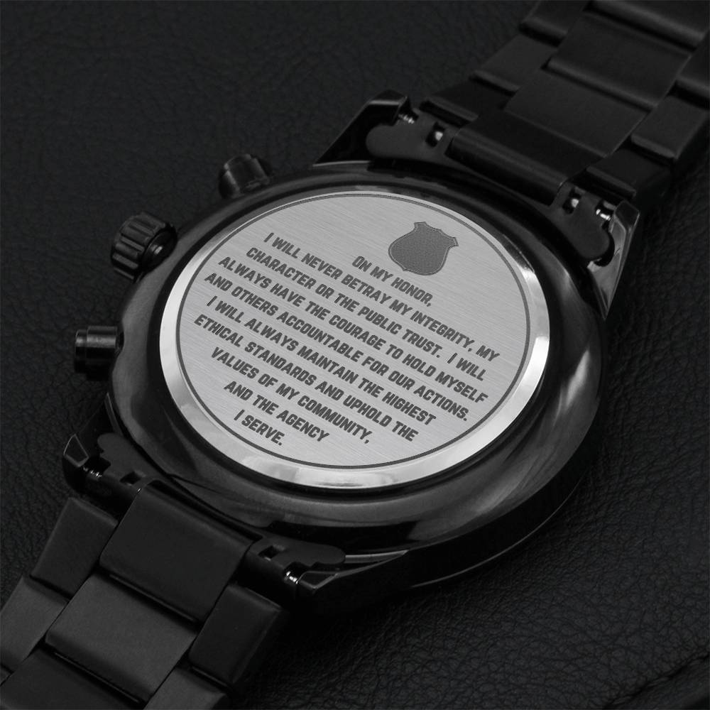 Law Enforcement Oath Of Honor Engraved Watch 1 Engraving Chronograph Watch