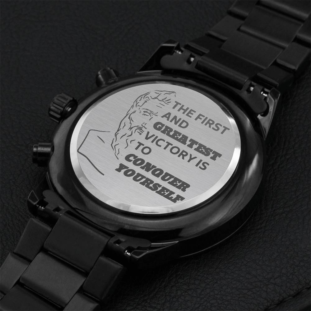 Plato Conquer Yourself Chronograph Watch Engraving Chronograph Watch
