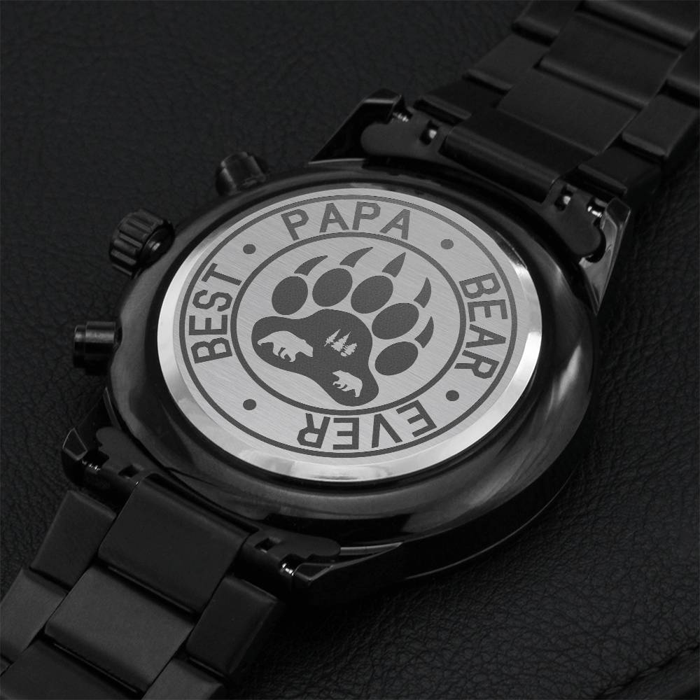 Best Papa Bear Ever Engraved Watch 1 Engraving Chronograph Watch