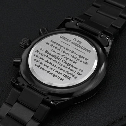Great-grandson Most Beautiful Chapters - Chronograph Watch Engraving Chronograph Watch